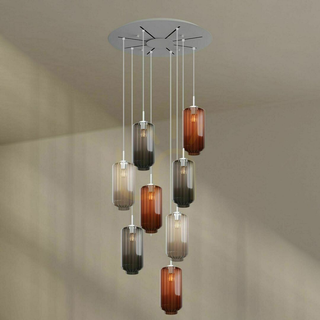 Jelölje be Csillár s.luce Velo 8-karos barna üveg-fém galériavilágító Ø 80 cm, Ø 18 cm árnyékkal Csillár s.luce Velo 8-karos barna üveg-fém galériavilágító Ø 80 cm, Ø 18 cm árnyékkal