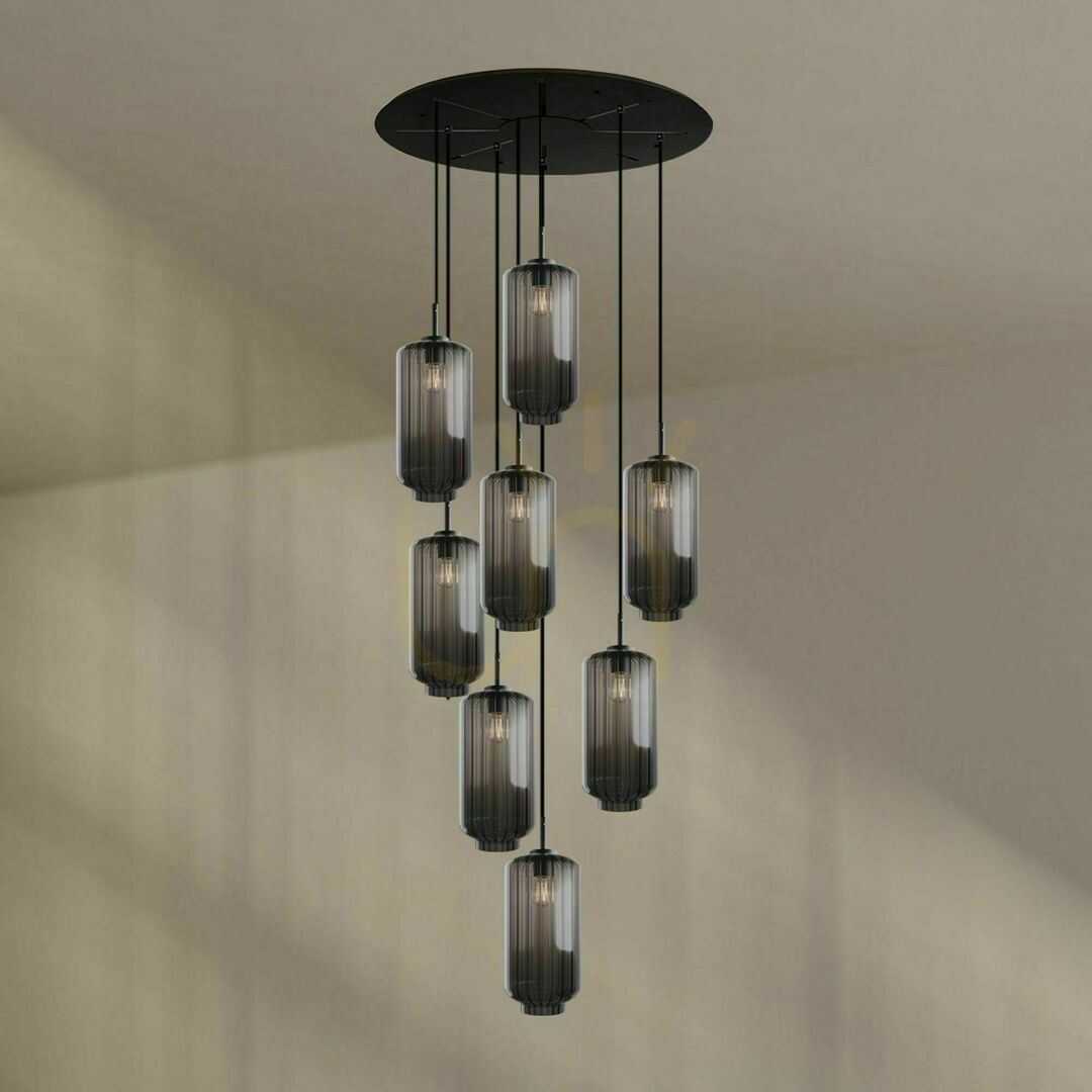 Előnézet Csillár s.luce Velo 8-karos barna üveg-fém galériavilágító Ø 80 cm, Ø 18 cm árnyékkal Csillár s.luce Velo 8-karos barna üveg-fém galériavilágító Ø 80 cm, Ø 18 cm árnyékkal