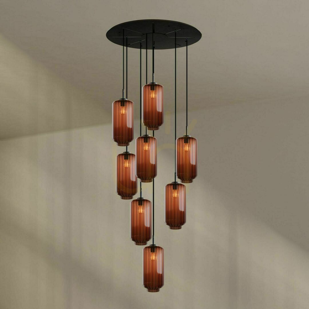Kilátás s.luce Velo csillár 8 karos, átlátszó üveg-fém, Ø 80 cm, E27, dimmelhető s.luce Velo csillár 8 karos, átlátszó üveg-fém, Ø 80 cm, E27, dimmelhető