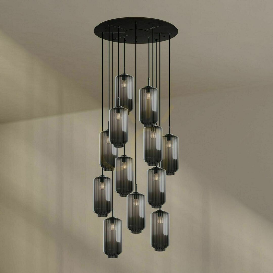 Kijelző s.luce Velo 12 izzós csillár Ø 80 cm barna üveg-fém modern s.luce Velo 12 izzós csillár Ø 80 cm barna üveg-fém modern