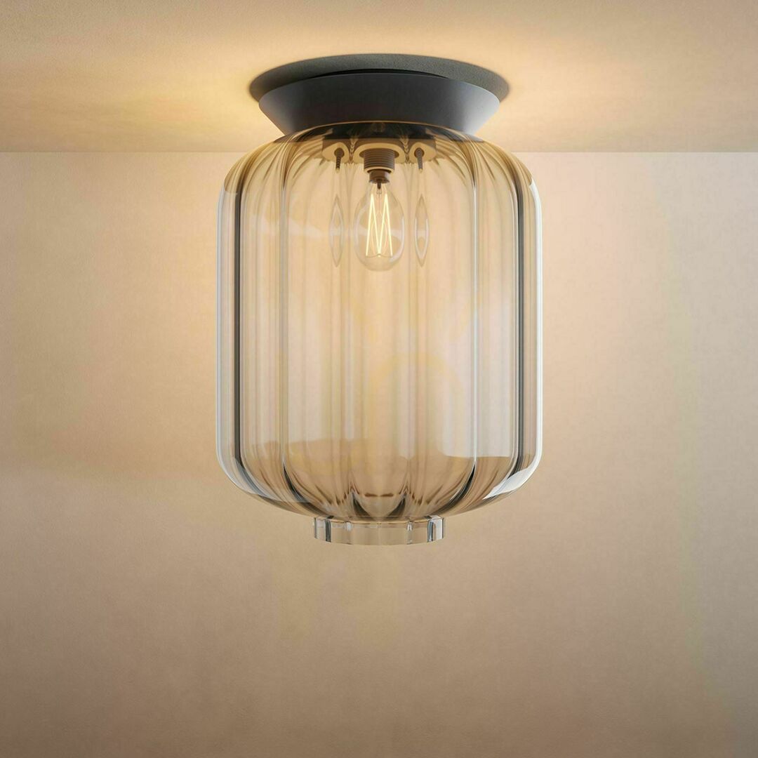 Előnézet Mennyezeti lámpa s.luce Velo üveg fekete E27 20 cm Mennyezeti lámpa s.luce Velo üveg fekete E27 20 cm