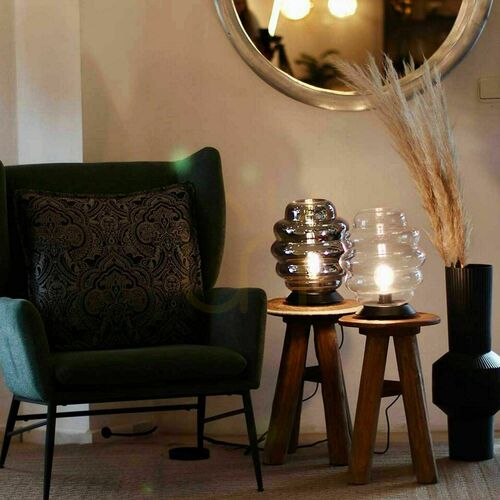 Jelölje be Asztali lámpa s.luce Echos üveg átlátszó E27 kapcsoló 25 cm Oval