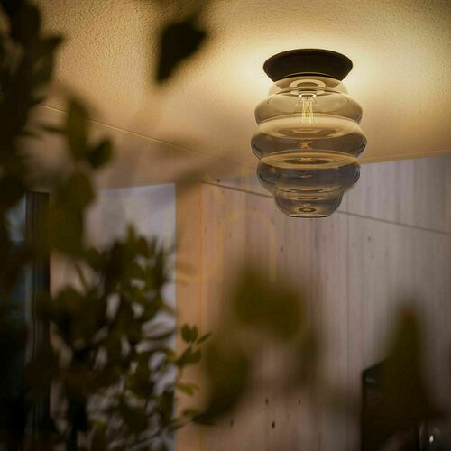 Jelölje be Mennyezeti lámpa s.luce Echos üveg fekete E27 Ø25 cm