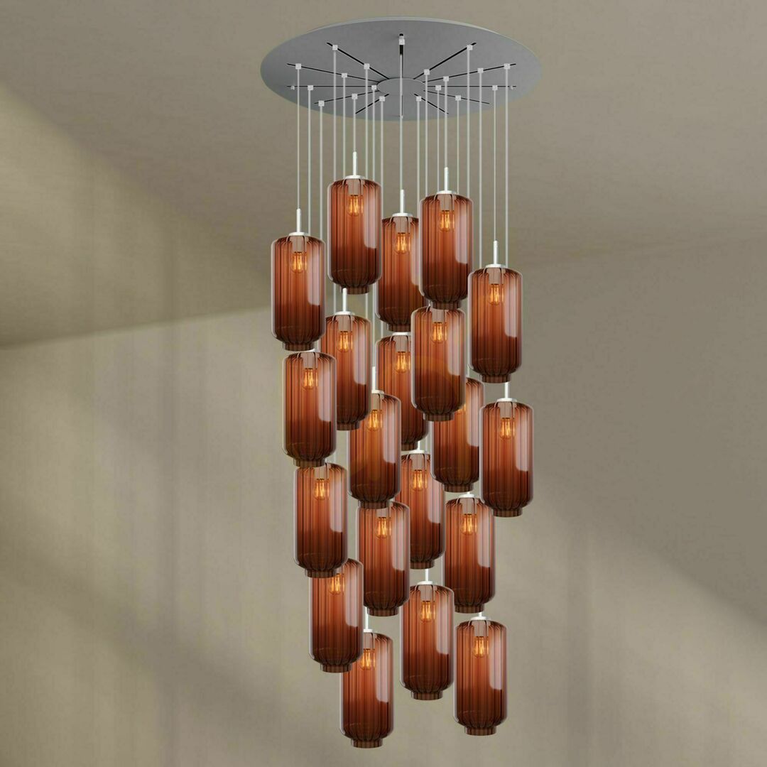 Előnézet Csillár s.luce Velo 20 lámpás barna üveg-fém függőlámpa Ø18 cm Csillár s.luce Velo 20 lámpás barna üveg-fém függőlámpa Ø18 cm