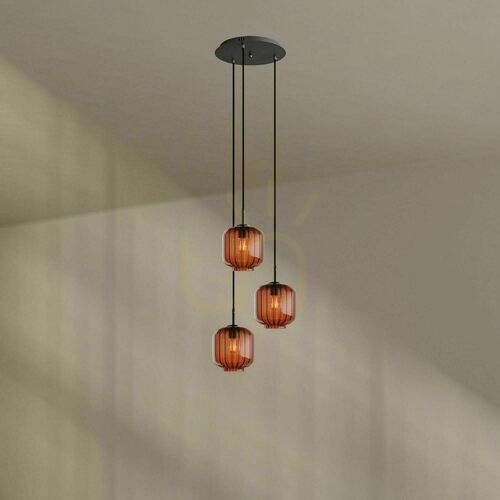 Jelölje be Csillár s.luce Velo 3 lámpás barna üveg-fém, Ø20 cm, minimalista modern