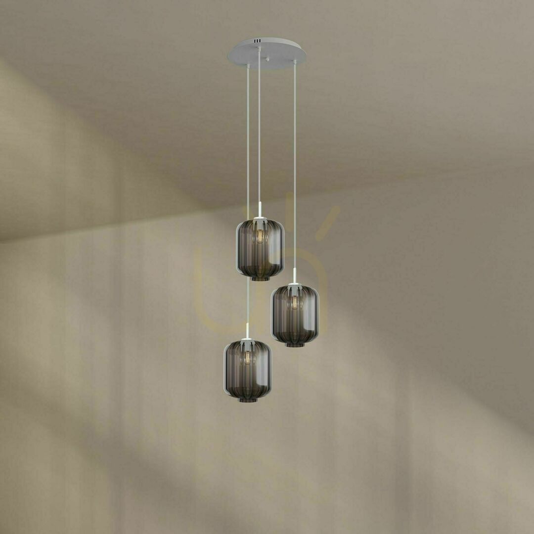 Előnézet Csillár s.luce Velo 3 karos fekete üveg-fém E27, Ø25 cm Csillár s.luce Velo 3 karos fekete üveg-fém E27, Ø25 cm