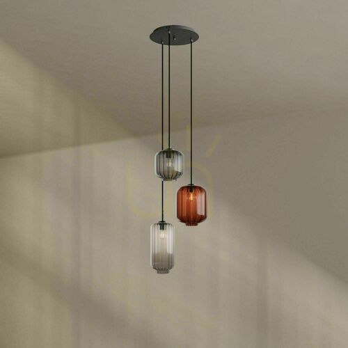 Jelölje be Csillár s.luce Velo 3 karos barna üveg-fém, modern, E27, Ø18/20/25 cm