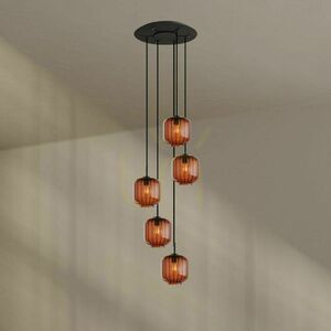 Csillár s.luce Velo 5-lámpás barna üveg-fém, Ø20 cm, E27, dimmelhető 1 Csillár s.luce Velo 5-lámpás barna üveg-fém, Ø20 cm, E27, dimmelhető small 1