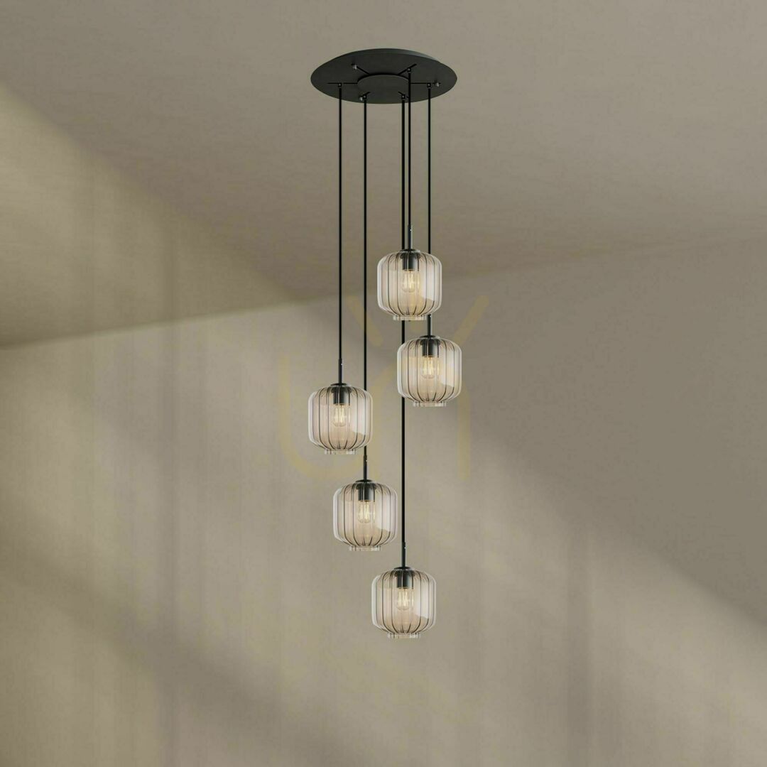 Jelölje be Csillár s.luce Velo 5-lámpás barna üveg-fém, Ø20 cm, E27, dimmelhető Csillár s.luce Velo 5-lámpás barna üveg-fém, Ø20 cm, E27, dimmelhető