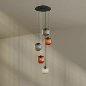 Csillár s.luce Velo 5-lámpás barna üveg-fém, Ø20 cm, E27, dimmelhető 7 Csillár s.luce Velo 5-lámpás barna üveg-fém, Ø20 cm, E27, dimmelhető small 7
