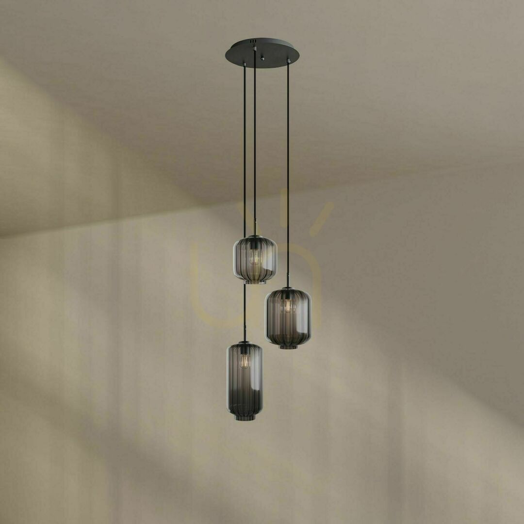 Kijelző s.luce Velo 3 karos csillár barna üveg-fém, E27, állítható, 3x18/20/25 cm s.luce Velo 3 karos csillár barna üveg-fém, E27, állítható, 3x18/20/25 cm