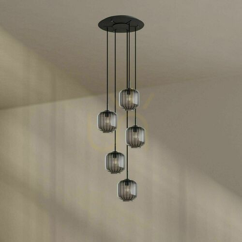 Jelölje be Csillár s.luce Velo 5-ágú fekete üveg-fém galérialámpa Ø60 cm, 20 cm búra