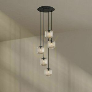 Csillár s.luce Velo 5-ágú fekete üveg-fém galérialámpa Ø60 cm, 20 cm búra 5 Csillár s.luce Velo 5-ágú fekete üveg-fém galérialámpa Ø60 cm, 20 cm búra small 5