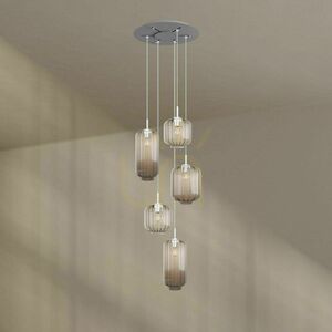 Csillár s.luce Velo 5-lámpás üveg-fém galéria csillár, átlátszó, Ø60 cm small 9