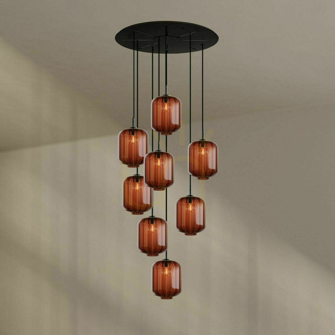 Kilátás Csillár s.luce Velo 8 karos galérialámpa átlátszó üveg E27 Ø80 cm Csillár s.luce Velo 8 karos galérialámpa átlátszó üveg E27 Ø80 cm