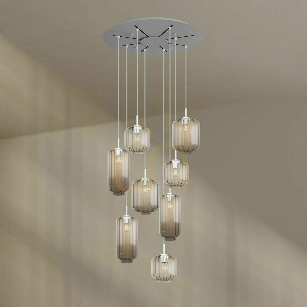 Előnézet Csillár s.luce Velo 8-ágú galériás lámpa barna üveg-fém E27 Ø80 cm Csillár s.luce Velo 8-ágú galériás lámpa barna üveg-fém E27 Ø80 cm