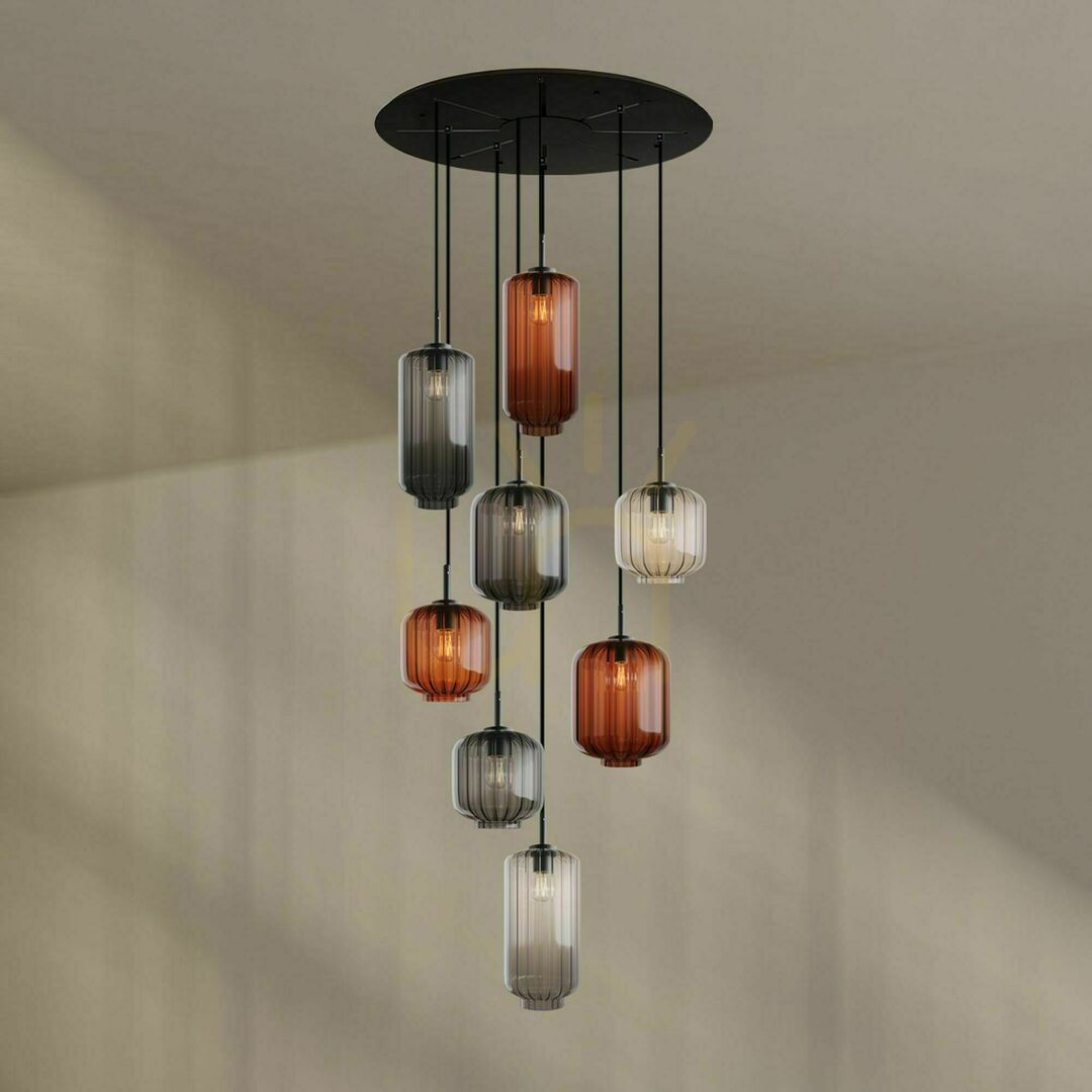 Előadás Csillár s.luce Velo 8-ágú fekete üveg-fém galériás lámpa Ø80 cm Csillár s.luce Velo 8-ágú fekete üveg-fém galériás lámpa Ø80 cm