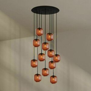 Csillár s.luce Velo 12 ágú fekete üveg-fém 80 cm Ø20 cm ellenzőkkel small 1