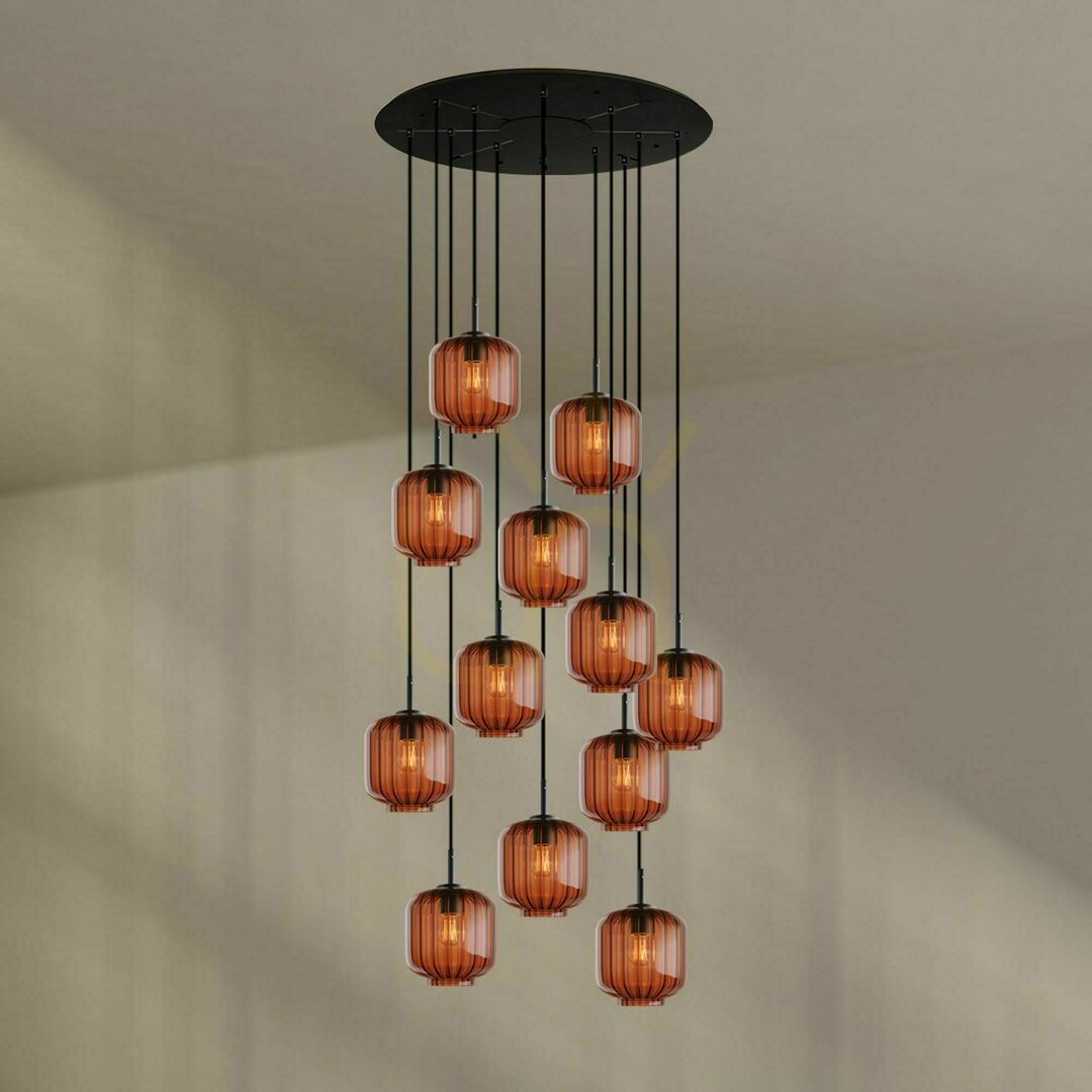 Kilátás Csillár s.luce Velo 12 karos barna üveg-fém Ø80 cm, 20 cm lámpabúra Csillár s.luce Velo 12 karos barna üveg-fém Ø80 cm, 20 cm lámpabúra