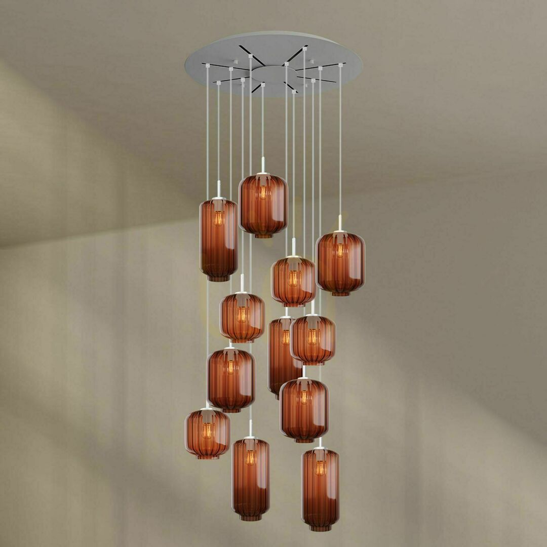 Előnézet Csillár s.luce Velo Gallery 12 karos barna üveg fém Ø80 cm Csillár s.luce Velo Gallery 12 karos barna üveg fém Ø80 cm