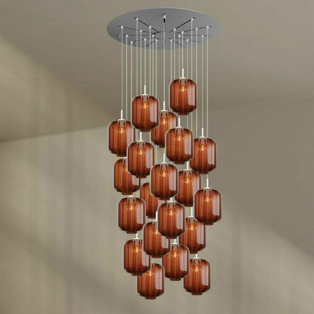 Kijelző Csillár s.luce Velo 20 karos galériavilágító, barna üveg-fém, Ø120/Ø25 cm Csillár s.luce Velo 20 karos galériavilágító, barna üveg-fém, Ø120/Ø25 cm