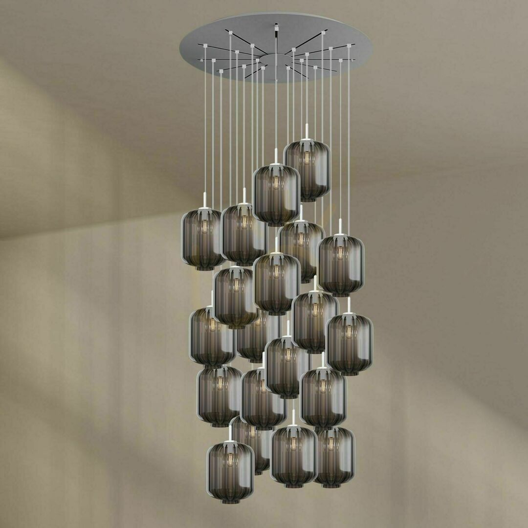 Előadás Csillár s.luce Velo 20 karos galériavilágító fehér üveg, Ø 120/25 cm Csillár s.luce Velo 20 karos galériavilágító fehér üveg, Ø 120/25 cm