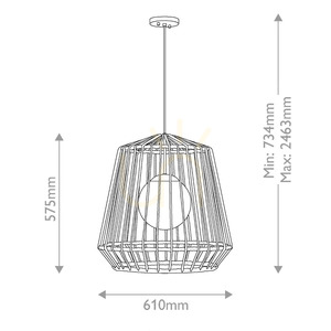 Arlen nagy kültéri függőlámpás – 1 fényforrás – fekete, rattan Elstead small 8