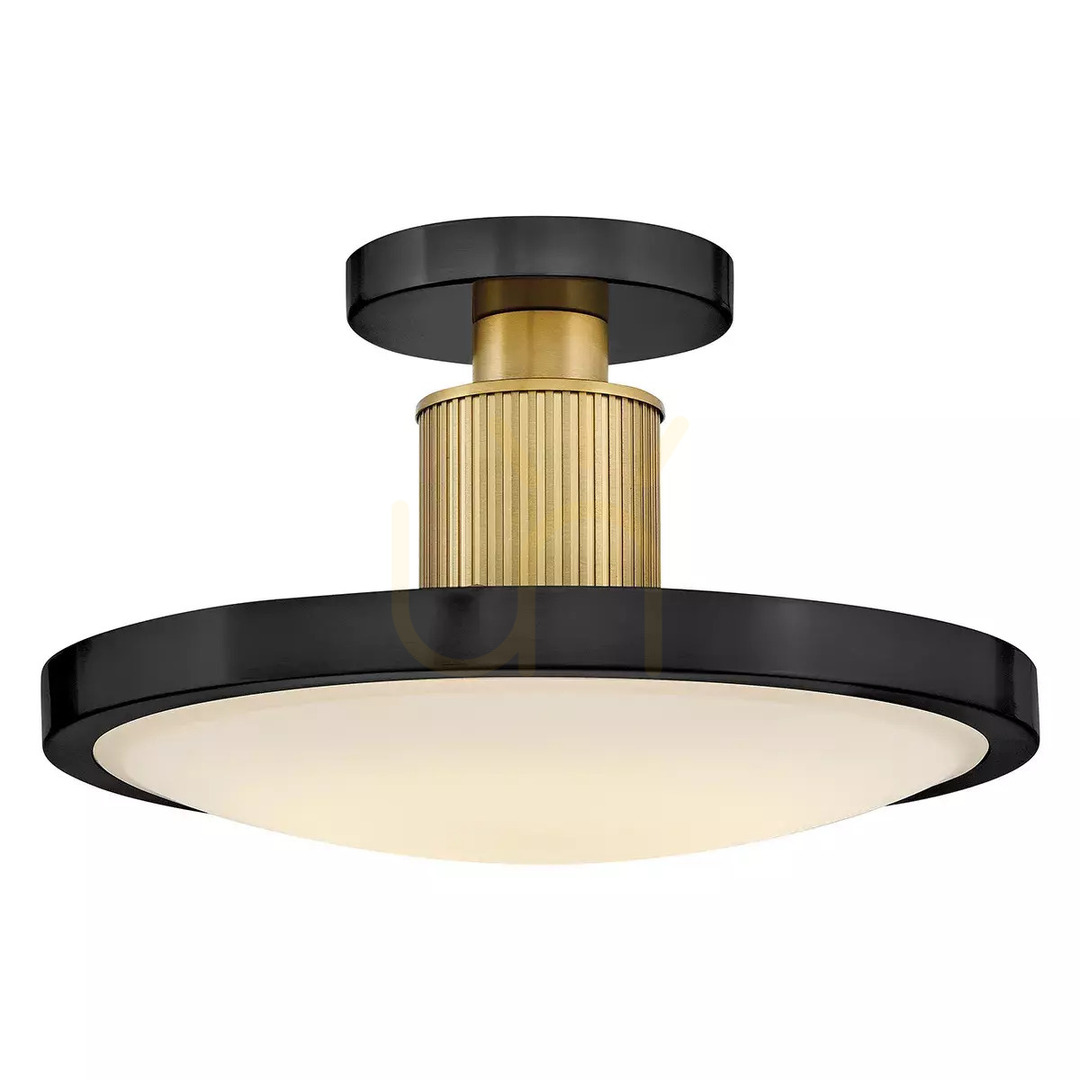 Kieran LED Semi-Flush Ceiling Light - Black & Brass Elstead