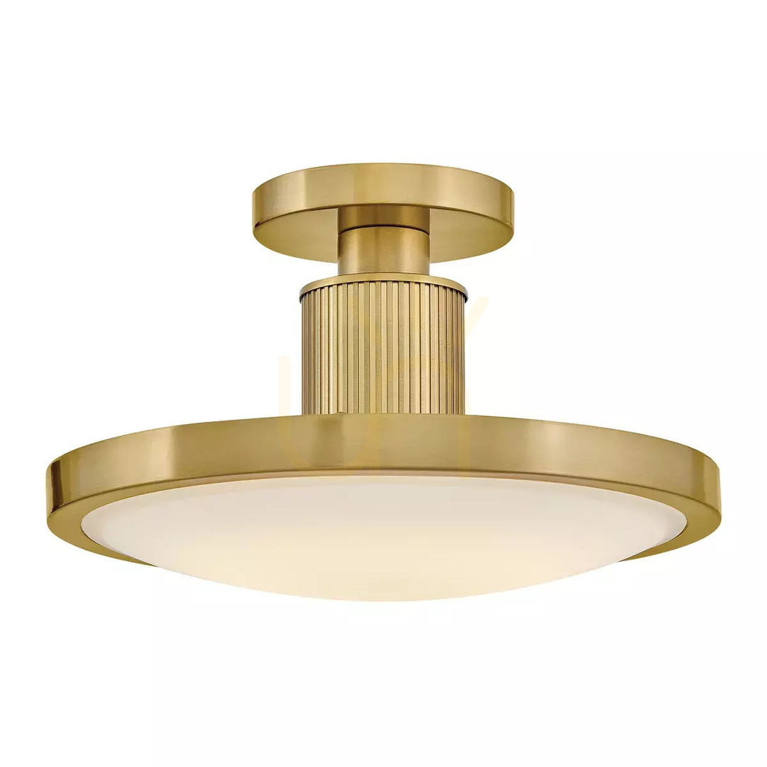 Kieran LED Semi-Ceiling Light - Elstead Lacquered Brass