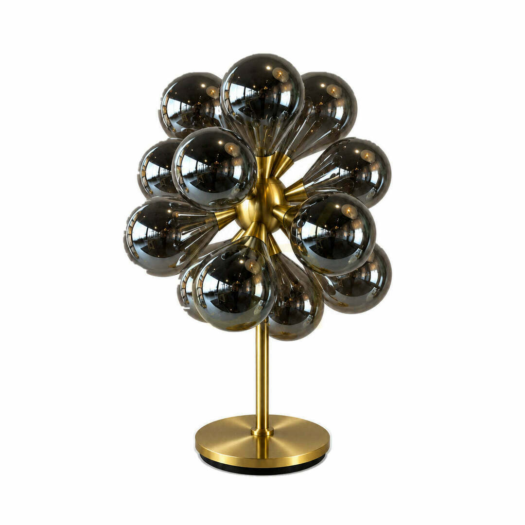 Stolná lampa BAZAR BIZAR dymovo hnedé sklo a kov 81 cm