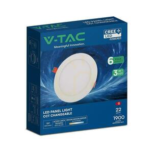 V-TAC PRO VT-2207CCT kerek süllyesztett LED panel 22W 1900lm CCT 3000K/4000K/6500K Ø24 cm, fehér small 4