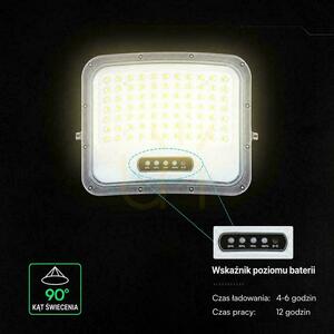 V-TAC 25 W-os napelemes LED-es reflektor távirányítóval és automatikus időzítővel, IP65, fekete, CCT VT-305W 3000 K–4500 K–6500 K, 2000 lm small 2