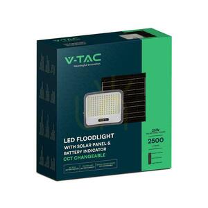 V-TAC 25 W-os napelemes LED-es reflektor távirányítóval és automatikus időzítővel, IP65, fekete, CCT VT-305W 3000 K–4500 K–6500 K, 2000 lm small 5
