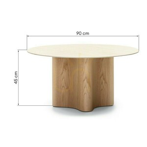 Nova Nook LESUND dohányzóasztal, 90 cm, travertin hatású szinterezett kő, tölgyfurnér small 5