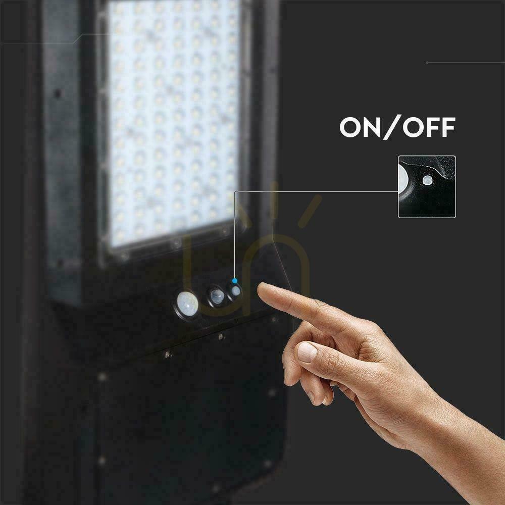 Jelölje be V-TAC 40 W-os LED-es napelemes utcai lámpa, fekete, IP65, 150 lm/W, CCT VT-ST43, 6000 lm V-TAC 40 W-os LED-es napelemes utcai lámpa, fekete, IP65, 150 lm/W, CCT VT-ST43, 6000 lm