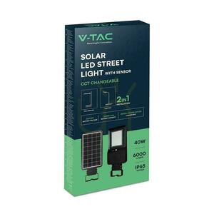 V-TAC 40 W-os LED-es napelemes utcai lámpa, fekete, IP65, 150 lm/W, CCT VT-ST43, 6000 lm 5 V-TAC 40 W-os LED-es napelemes utcai lámpa, fekete, IP65, 150 lm/W, CCT VT-ST43, 6000 lm small 5