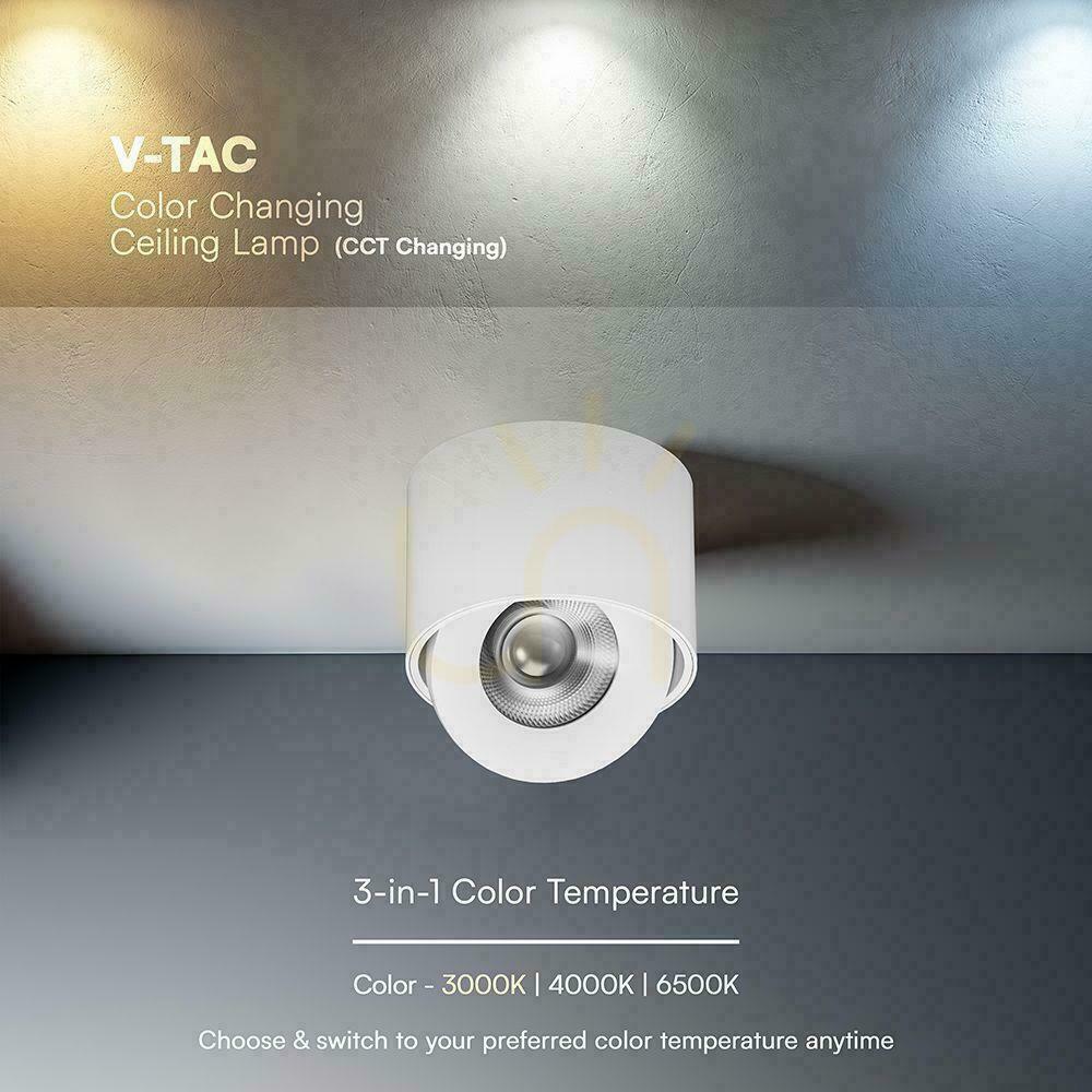 Kilátás V-TAC LED CREE dönthető, felületre szerelhető spotlámpa, 12 W, CRI 90+, CCT, IP44, fehér, VT-110012CCT, 800 lm, 6 év garancia V-TAC LED CREE dönthető, felületre szerelhető spotlámpa, 12 W, CRI 90+, CCT, IP44, fehér, VT-110012CCT, 800 lm, 6 év garancia