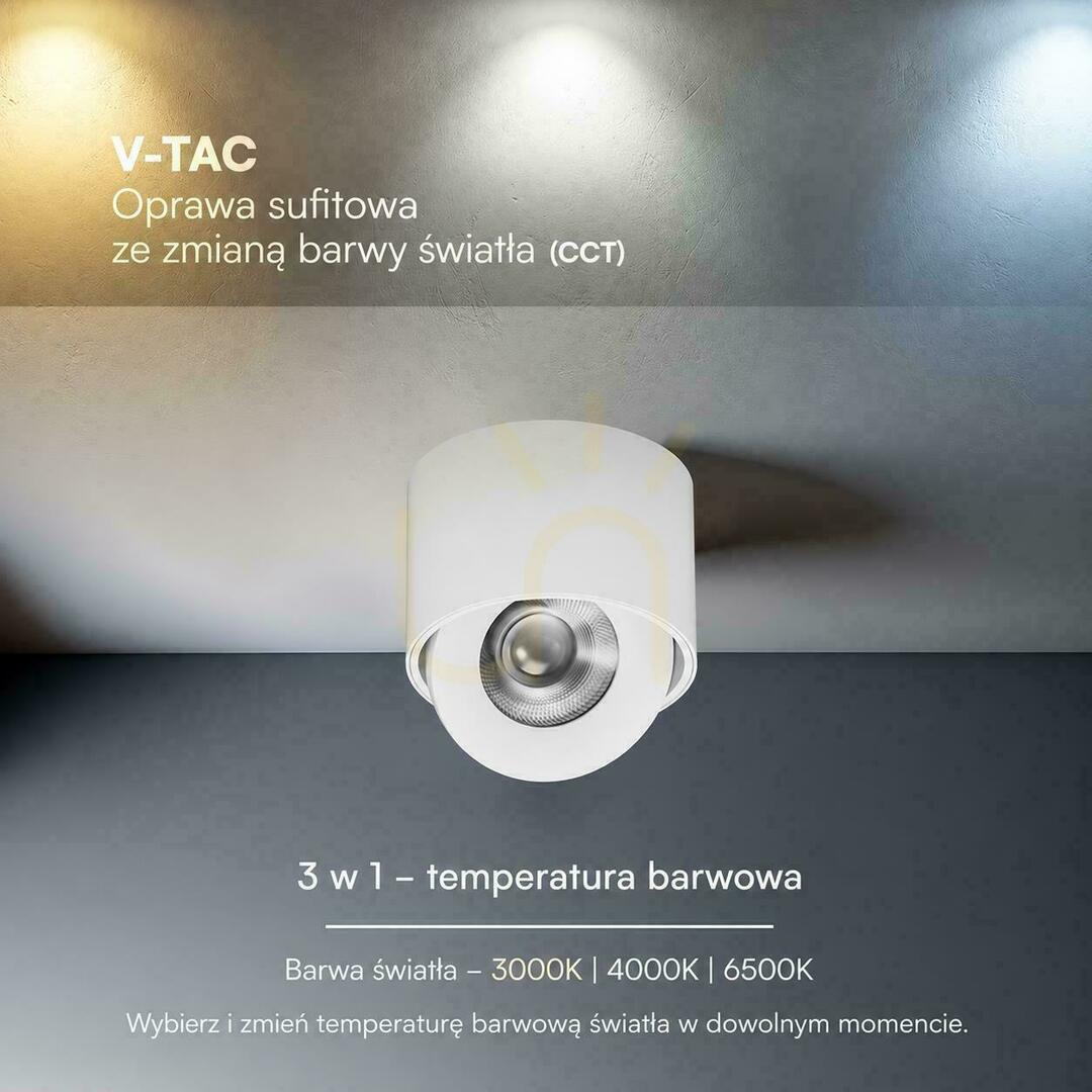 Kilátás V-TAC LED CREE dönthető, felületre szerelhető mennyezeti lámpa, 18 W, CRI90+, CCT, IP44, fehér, VT-110018CCT, 1350 lm, 6 év garancia V-TAC LED CREE dönthető, felületre szerelhető mennyezeti lámpa, 18 W, CRI90+, CCT, IP44, fehér, VT-110018CCT, 1350 lm, 6 év garancia