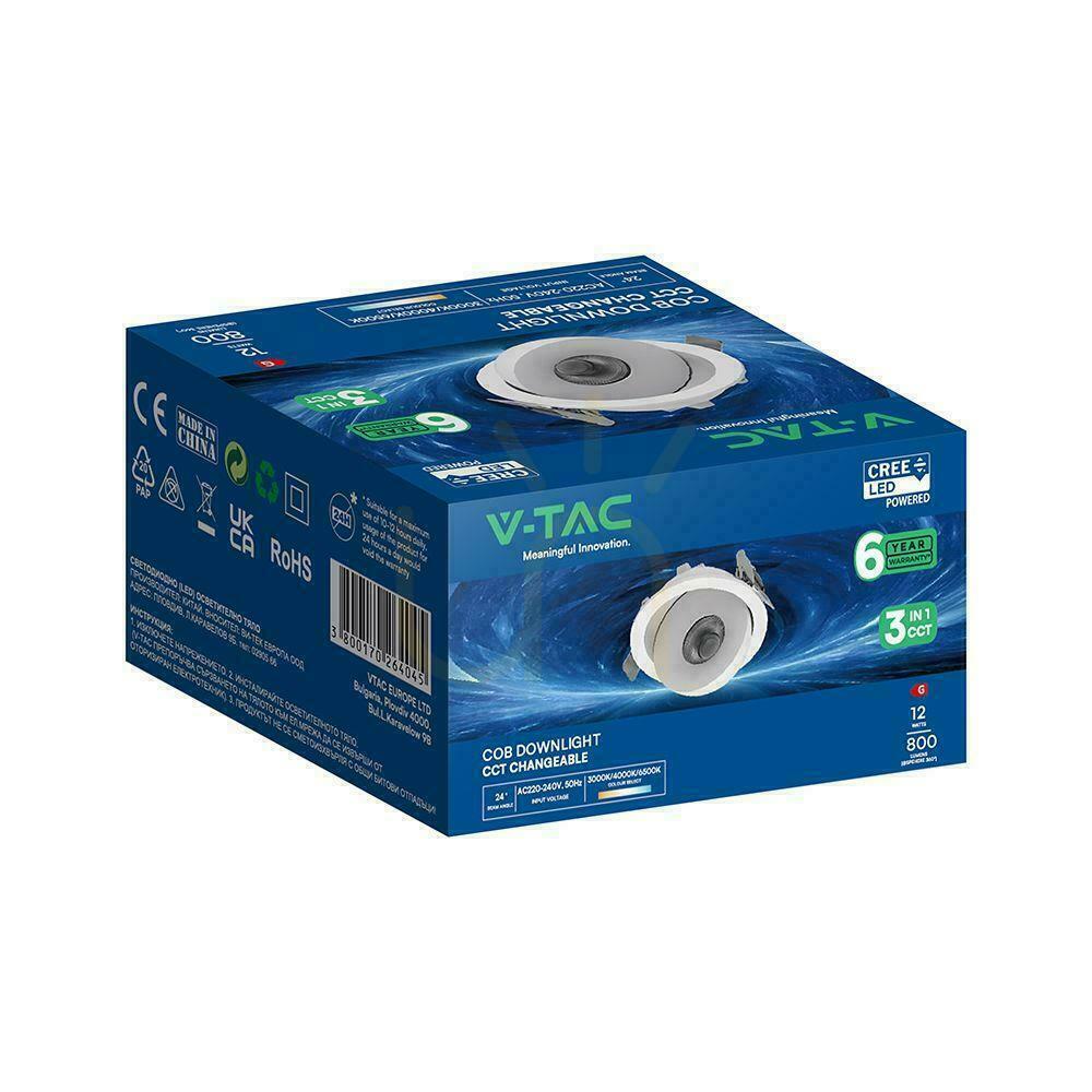 Előnézet V-TAC LED CREE süllyesztett, dönthető mennyezeti lámpa, 18 W, CRI90+, CCT, IP44, fehér, VT-110017CCT, 1350 lm, 6 év garancia V-TAC LED CREE süllyesztett, dönthető mennyezeti lámpa, 18 W, CRI90+, CCT, IP44, fehér, VT-110017CCT, 1350 lm, 6 év garancia