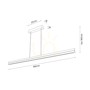 Brinova TWIN függőlámpa 160 cm, olajozott tölgy és fekete, 42 W LED, 3000 K, felfelé és lefelé világító small 3