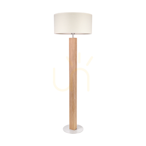 Jelölje be Riflet állólámpa, olajozott tölgy/matt nikkel, krém és ezüst lámpaernyő, 1xE27, Ø50 cm