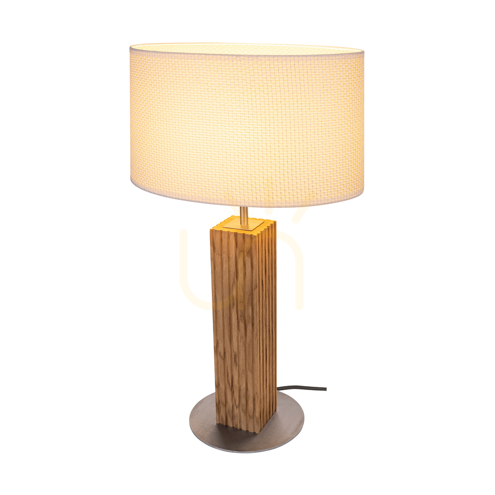 Kilátás Riflet asztali lámpa, olajozott tölgy/matt nikkel, krém és ezüst lámpaernyő, 1xE27, 36 cm Riflet asztali lámpa, olajozott tölgy/matt nikkel, krém és ezüst lámpaernyő, 1xE27, 36 cm