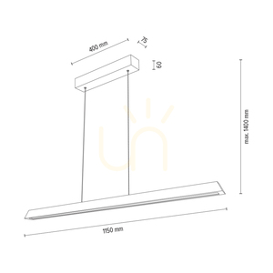 Derott függőlámpa, olajozott tölgy/matt nikkel, 3xLED, 42 W, felfelé és lefelé irányuló világítás, 115 cm small 3