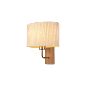 Mercedes fali lámpa, olajozott tölgy/matt nikkel, krém-ezüst lámpaernyő, 1xE27, 25 cm small 1