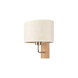 Mercedes fali lámpa, olajozott tölgy/matt nikkel, krém-ezüst lámpaernyő, 1xE27, 25 cm small 0