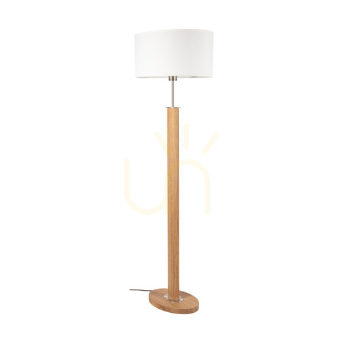 Jelölje be Mercedes állólámpa, olajozott tölgy/matt nikkel, fehér lámpaernyő, 1xE27, 52 cm