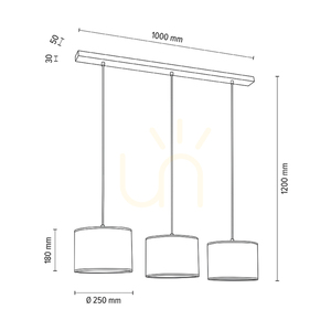 Brinova Mercedes függőlámpa, olajozott tölgy, krém-ezüst lámpaernyők, 3×E27, 100 cm small 4