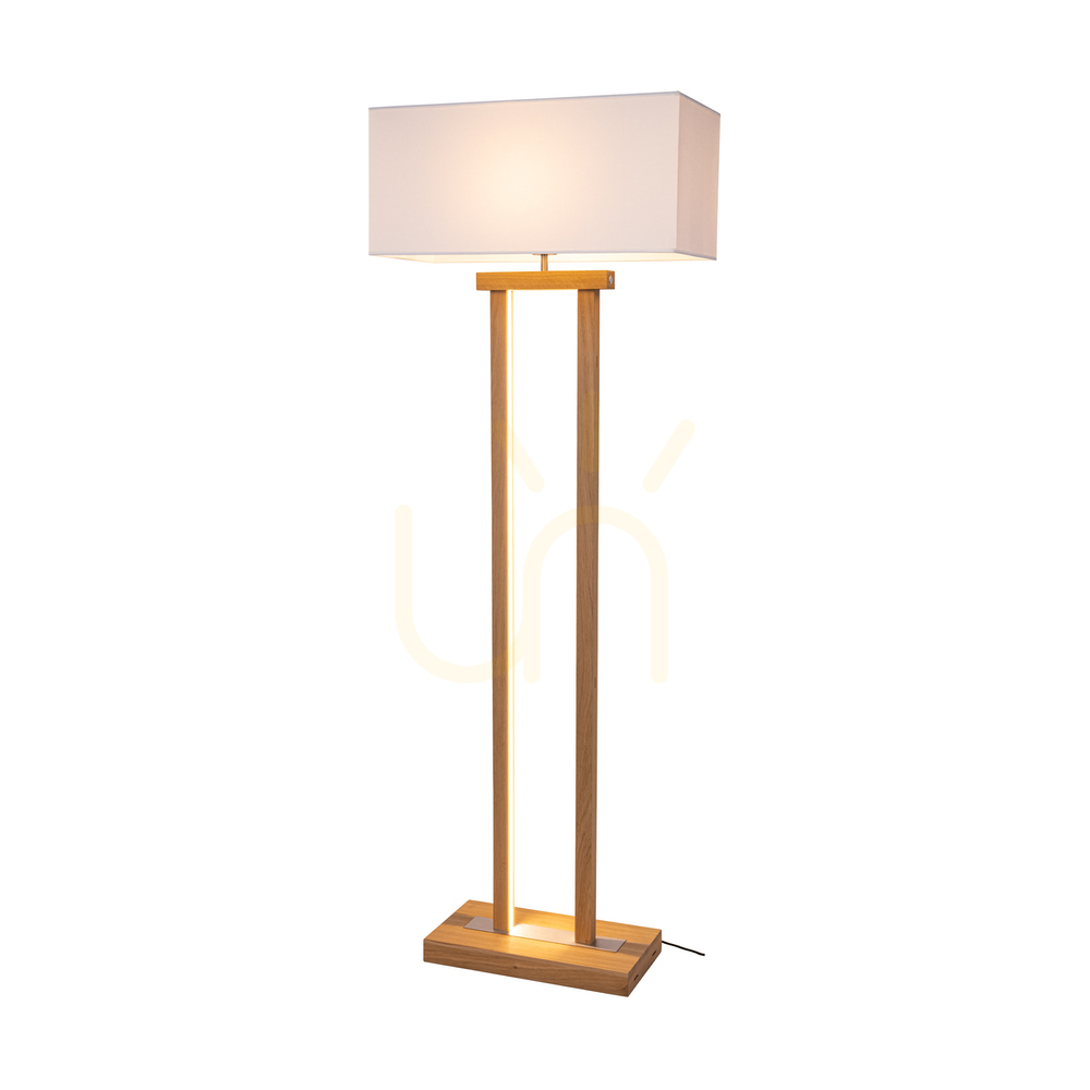 Kilátás Hakon állólámpa, olajozott tölgy/matt nikkel, fehér lámpaernyő, 1xE27 + 2xLED 40 W, 56 cm Hakon állólámpa, olajozott tölgy/matt nikkel, fehér lámpaernyő, 1xE27 + 2xLED 40 W, 56 cm