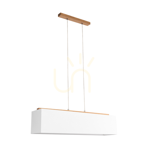Jelölje be Hakon függesztett lámpa, olajozott tölgy, fehér lámpaernyő, 4xE27, 90 cm