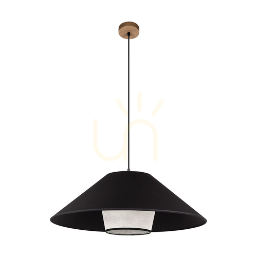 Jelölje be Amigo függőlámpa, olajozott tölgy, bézs/fekete lámpaernyő, 1xE27, Ø70 cm